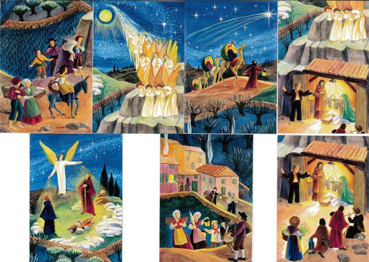 Cartes de voeux Noël Provençal - Lot de 7 cartes