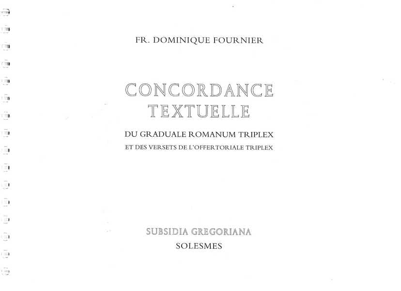 Concordance Textuelle Graduale Triplex et Offertoriale Triplex