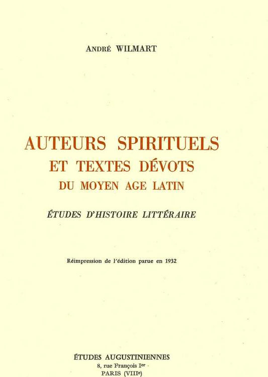 Auteurs Spirituels et textes du moyen âge Latin